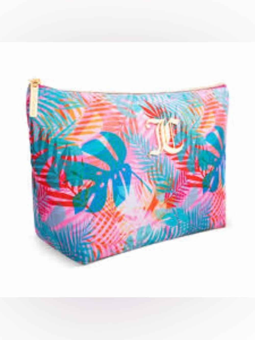 Juicy Couture Tropical Leaf Cosmetic Pouch - Pink & Teal